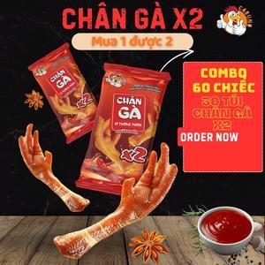 COMBO 60 chiếc 30 gói CHÂN GÀ X2 CABUNO vị tương thơm&30 chiếc 15 gói CHÂN GÀ X2