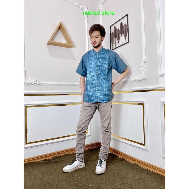 Baju Koko Pria Dewasa Lengan Pendek Terbaru Muslim Songket Nyaman Motif Lembut 6