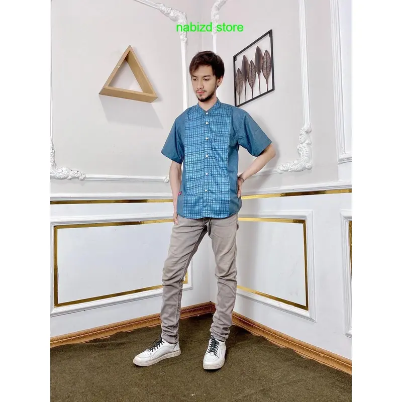 Baju Koko Pria Dewasa Lengan Pendek Terbaru Muslim Songket Nyaman Motif Lembut 5