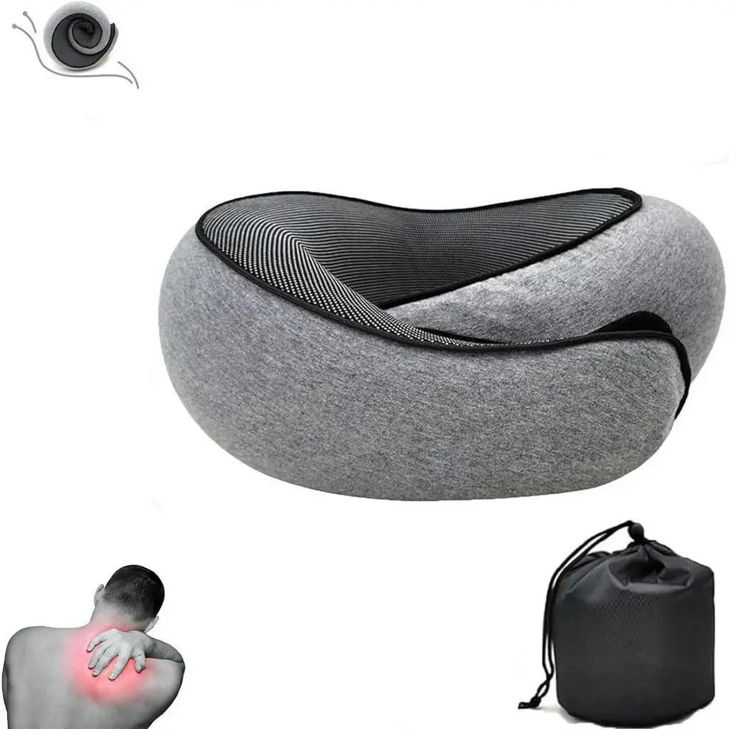 Bantal Leher Flyhugz, Wander Plus, Bantal Leher Perjalanan, Busa Memori, Sesuai untuk Perjalanan Kapal Terbang, Baharu pada 2024