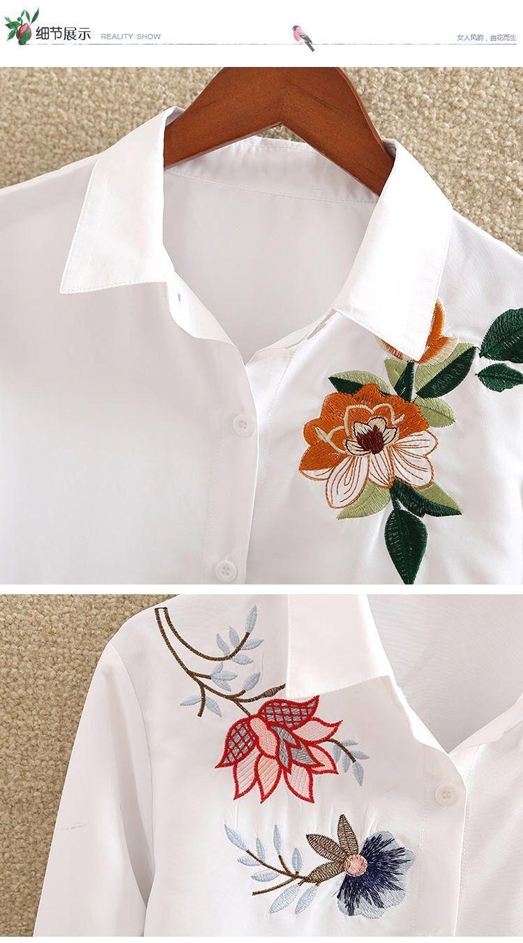 Product Introduction of Áo Sơ Mi Thêu Mới Cho Nữ, Áo Sơ Mi Dài Tay Có Lớp Cơ Sở, Cộng Với Chất Béo, Cộng Với Kích Thướ, Áo Sơ Mi Trắng Cho Nữ, Mùa Xuân 2022 9