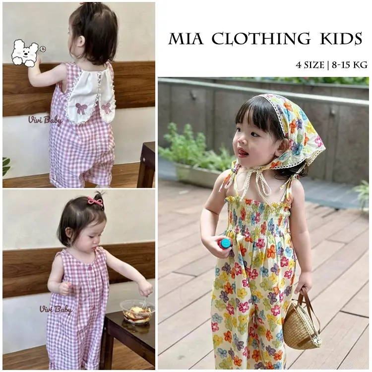 MIA KIDS Bộ jum quần kẻ caro cho bé xinh xắn mát mẻ size 8kg-16kg 1