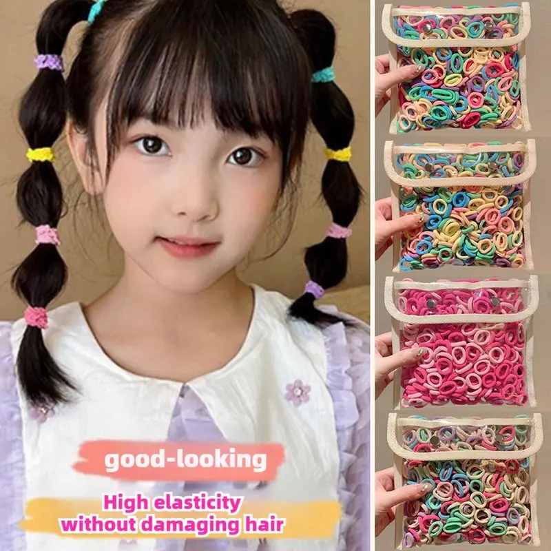 Dây Buộc Tóc Trẻ Em, Dung Tích Lớn, Bán Buôn, Nhiều Màu Sắc, Dành Cho Bé Gái, Đàn Hồi Cao, Dây Cao Su Buộc Tóc Đuôi Ngựa Bền Và Không Làm Tổn Thương Tóc, Dây Buộc Tóc Cho Em Bé, Phong Cách Người Nổi Tiếng Trên Internet, Bao Da 0