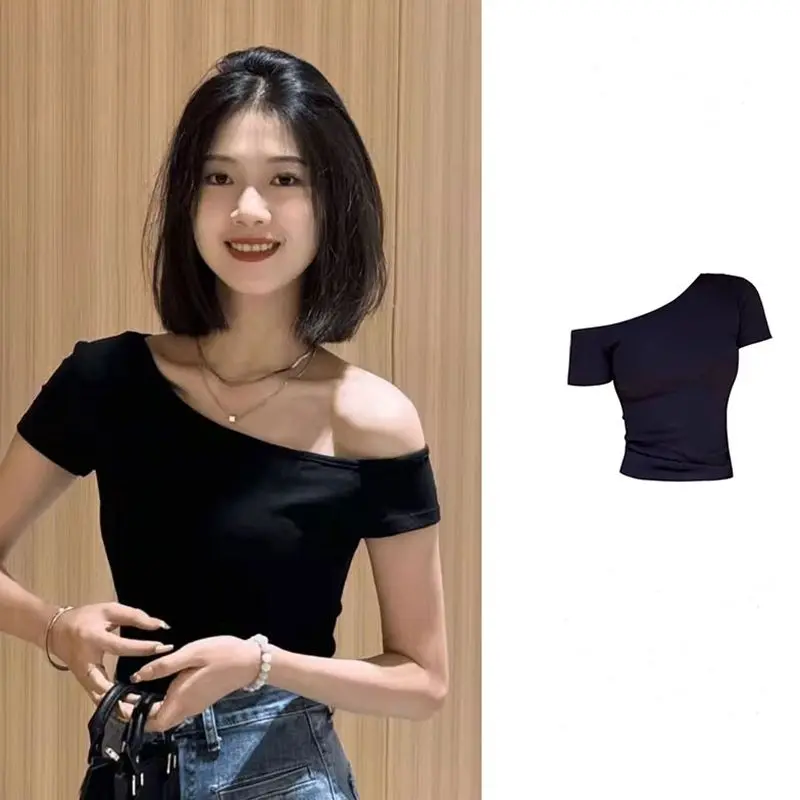Áo Thun Nữ, Chất Liệu Cotton Nguyên Chất, Phong Cách Mỹ, Dây Đeo Spaghetti ngắn Tay Áo, Dáng Ôm, Dễ Phối Đồ, Hợp Xu hướng, Hàng Mới Về Mùa Hè 2025