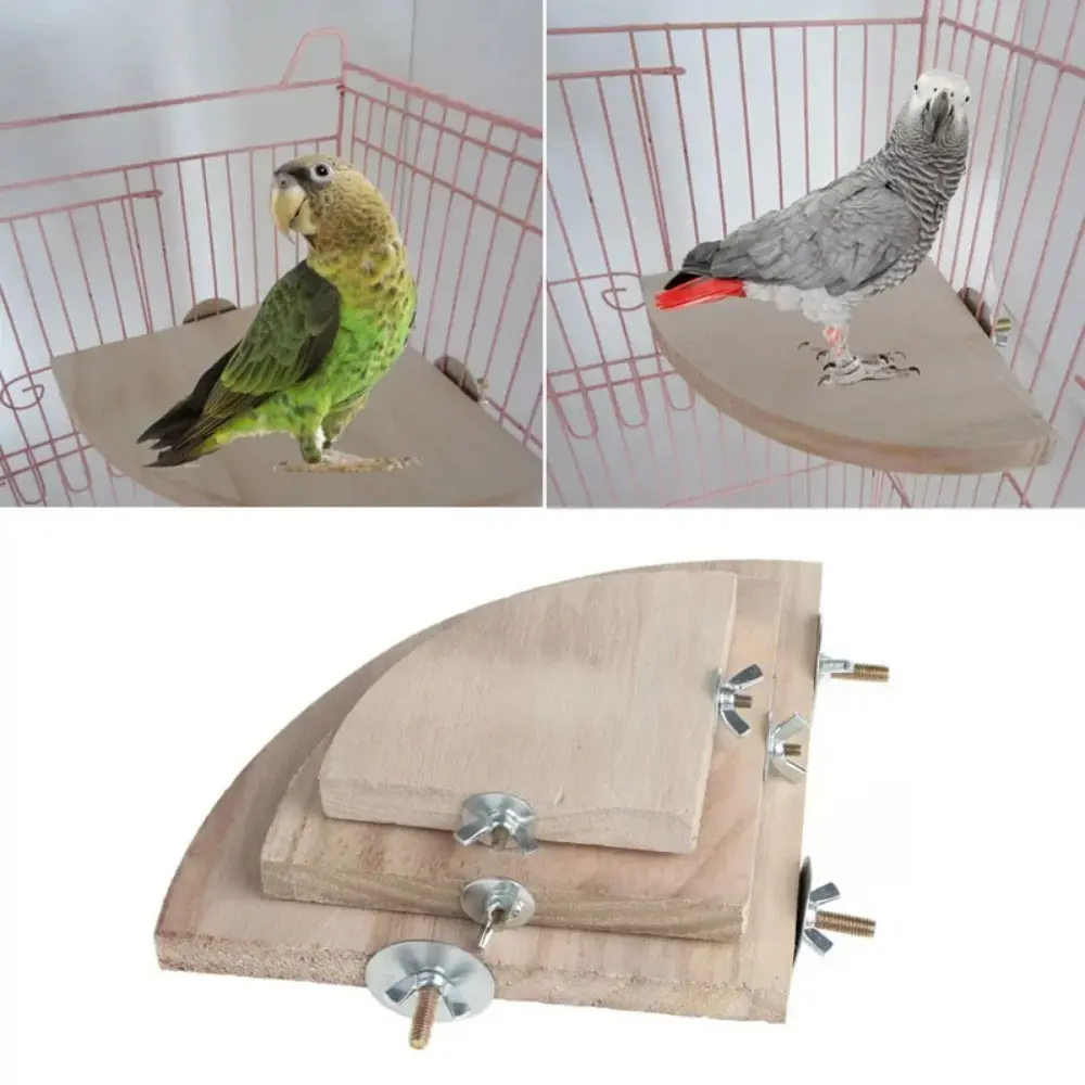 1Pcs Pet Bird Parrot Wood Platform Stand Rack Toy Hamster Branch Perches For Bird Cage Toys 3 Sizes Pet Bird Supplies Drop Ship