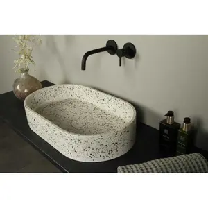 NEW Washtafel terazzo oval/wastafel batu alam 40x30x13/wastafel Custom
