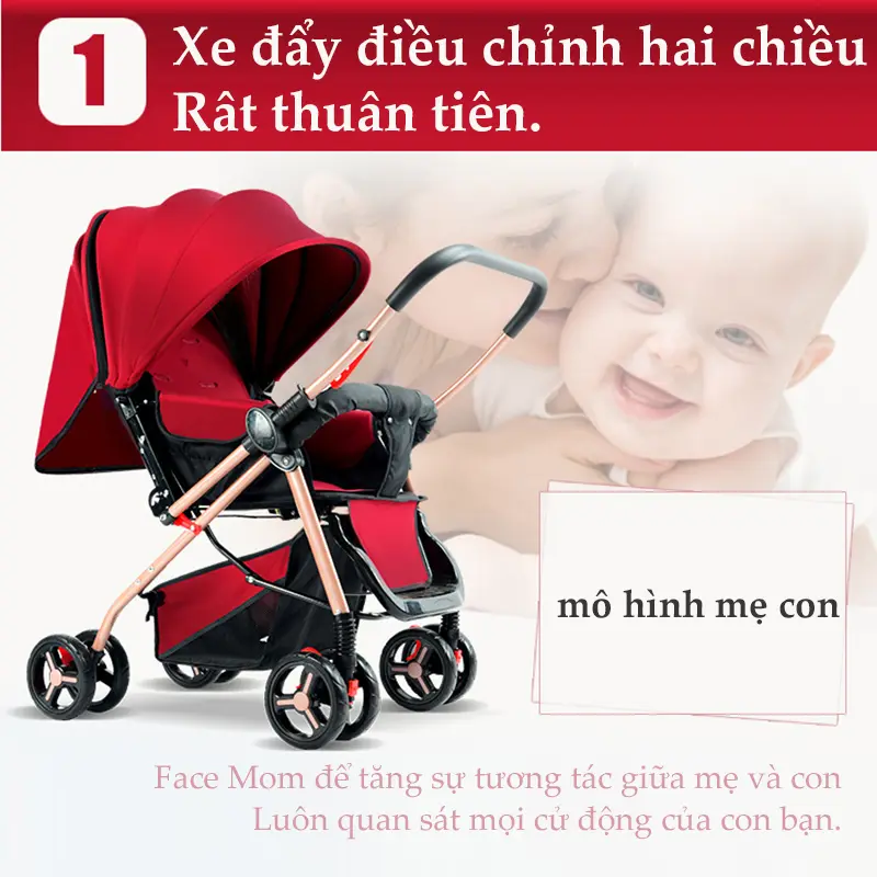 【Còn hàng】beige Xe đẩy cho bé, xe đẩy thế cho bé kèm bàn ăn dặm,gấp gọn, Thích hợp cho mẹ đi mua sắm buổi tối xe đẩy 2
