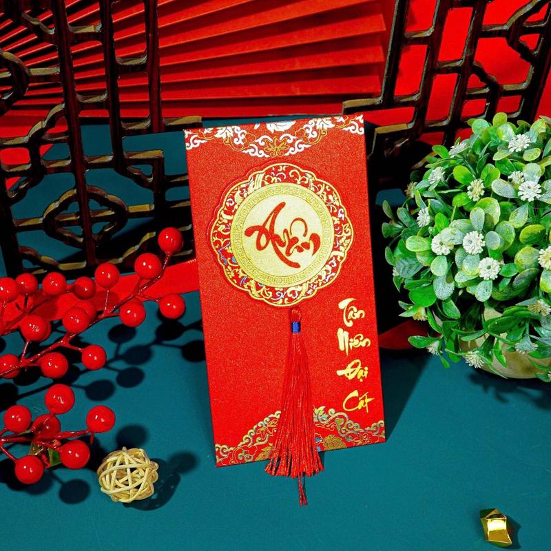 Product Introduction of [ 1 phong bao lì xì tết ] BAO LÌ XÌ ÁNH NHŨ KIM TUYẾN, câu chúc cát tường, mẫu mã sang trọng 30