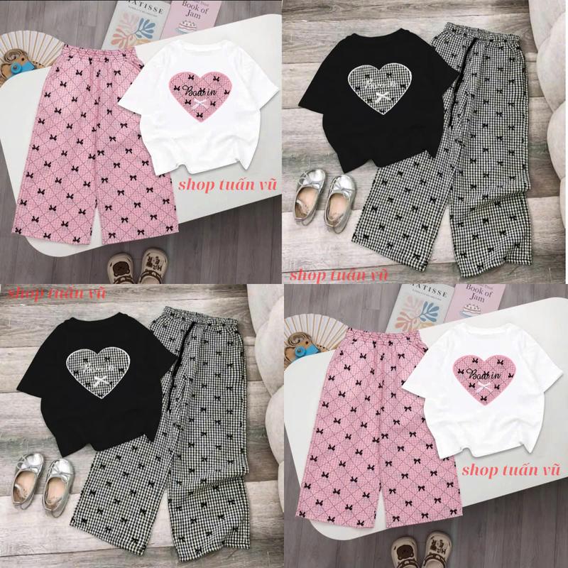 Bộ quần áo trẻ em, áo cộc quần dài dành cho bé gái từ 15-44kg mẫu BO-WIN thiết kế mới.