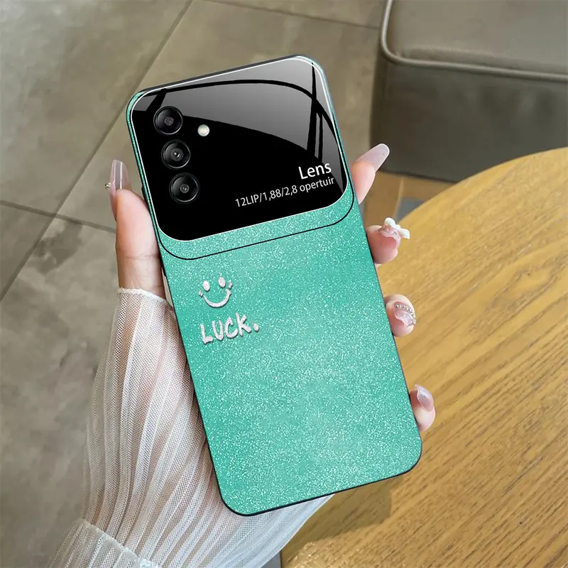 Casing cocok untuk Galaxy A55 5g,Casing ponsel kaca bermotif senyum-THYN-885 6