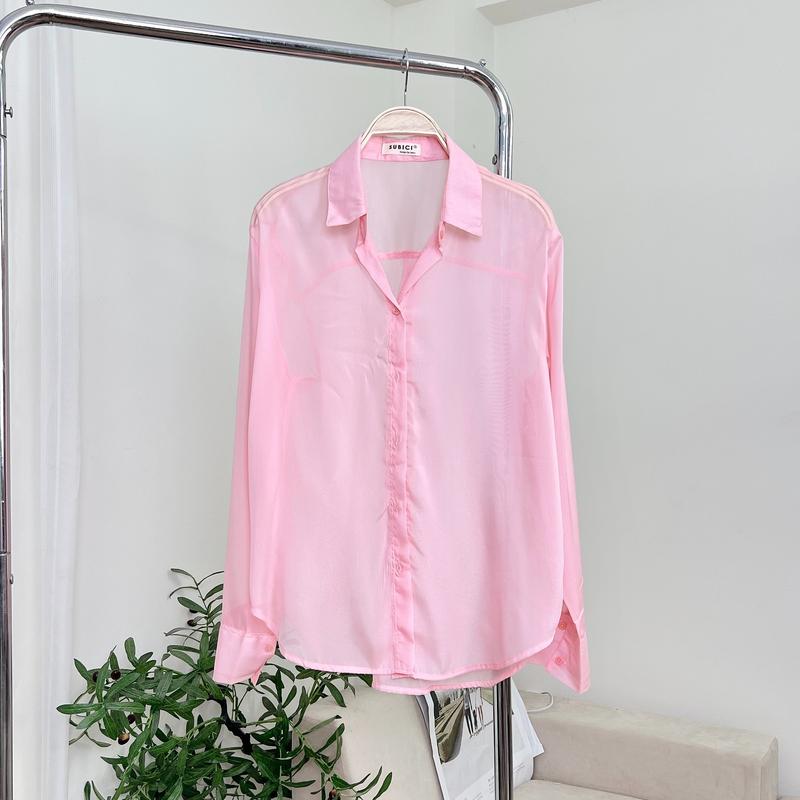 Áo Sơ Mi Nữ Dài Tay Voan Mỏng Khoác Ngoài Đi Biển Freesize Nhiều Màu, Áo Khoác Đi Biển Voan Tơ Ánh Kim Trong Suốt Trơn Top Shirt