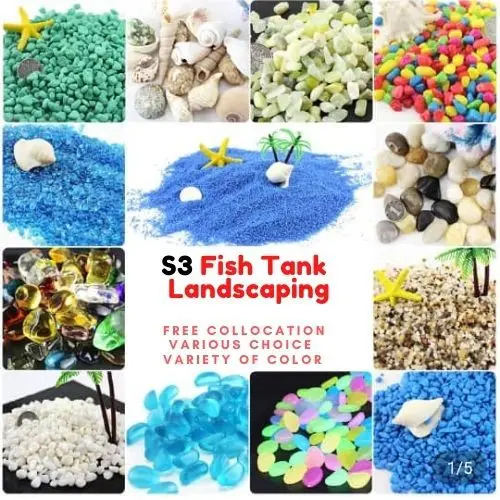 S3 Mini Aquarium Landscape Decoration Small stone/Sand Batu akuarium warna warni/batu hiasan/Pasir/batu kecil landscape
