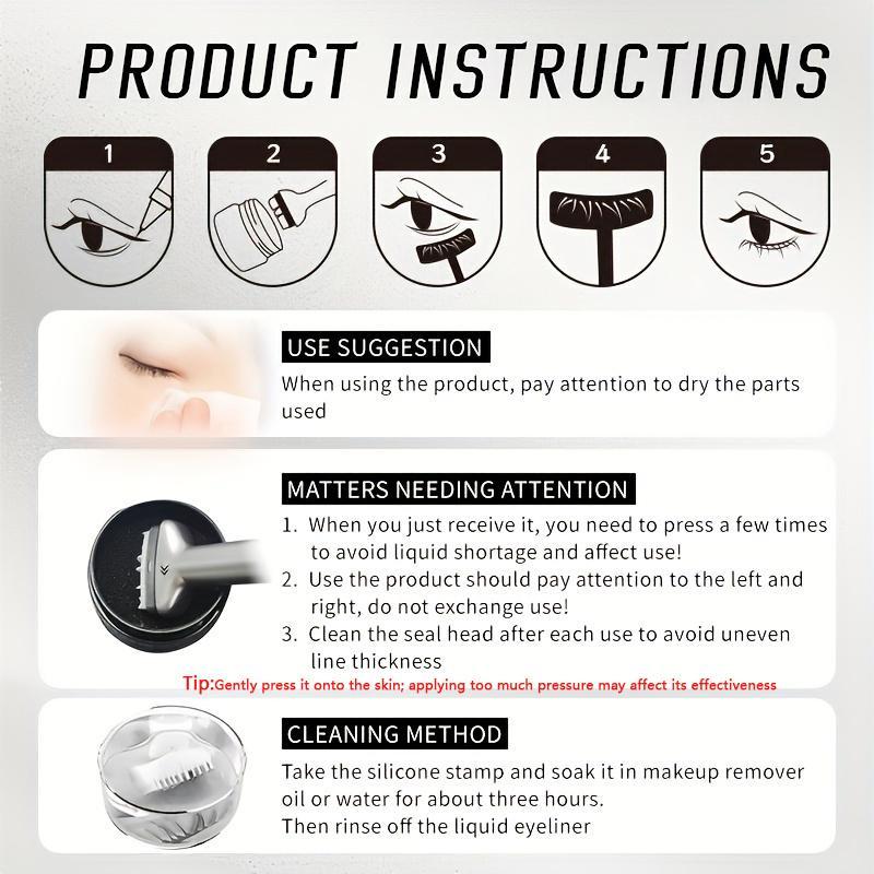 Product Introduction of Eyeliner Stamp Kit, 2 Counts/set Charming Eyeliner Pen & Eyeliner Stamp, Eye Makeup Tool, Professional Daily Makeup Accessories 7