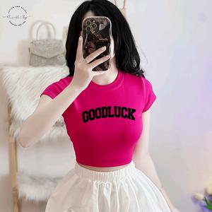 Áo Thun Croptop Borip Ôm Body Nữ Form Basic In Hình Good Luck, Kích Cở S M L, Áo Croptop Ôm Body Nữ Áo Kiểu Xinh Đẹp In Hình Độc Lạ Đi Biển Đang Hot 2025 Mặc Hè Mặc Nhà Mặc Đi Chơi Thoải Mái Có Bigsize Đến 65kg