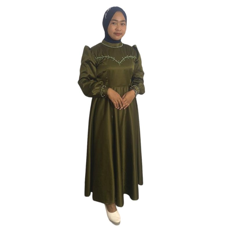 claudy dress satin premium - gaun pesta muslimah gaun kondangan dress wanita muslimah dress kondangan lamaran terlaris Nyaman 4