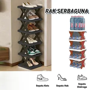 Rak sepatu sederhana, 2/4/6/8 multi-layerkombinasi penyimpanan tahan debu, hematruang rumah Sepatu dan Barang Lain