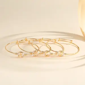 LM826 【COD】 Gelang Bangle Titanium Wanita Lapis Emas Huruf A Sampai Z Wanita Fashion Perhiasan Anti Luntur