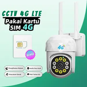 (+ Kartu SIM) CCTV P1 V380 4G LTE Outdoor Tahan Percikan Air Rotasi Suara Motion Control