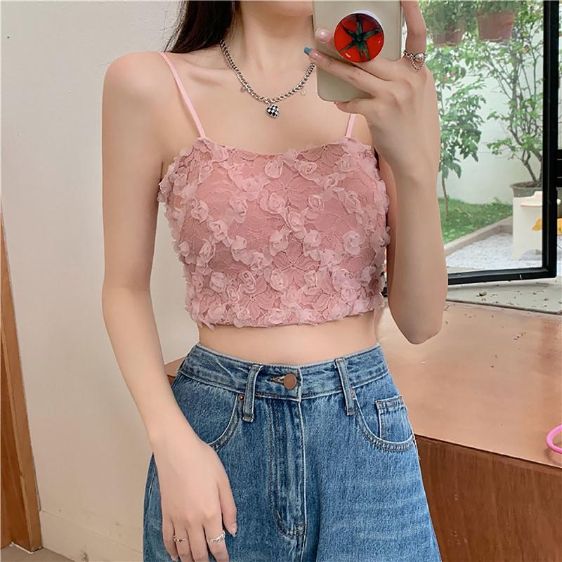 Áo Bra Nữ 2 Dây Hoa Hồng Mút Mỏng, Chất Ren Mềm Mịn HLBOUTIQUE 3653 Women Top Voi 4