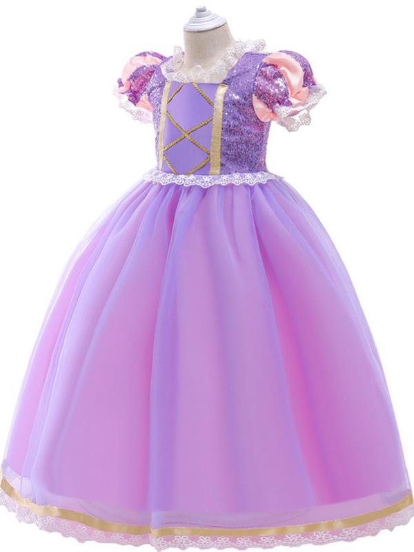 Toddler Girl's Glitter Sequin Tulle Dress with Headband, Elegant Fashion Casual Princess Dress for Party Show Wear, Kids Clothes for All Seasons 6