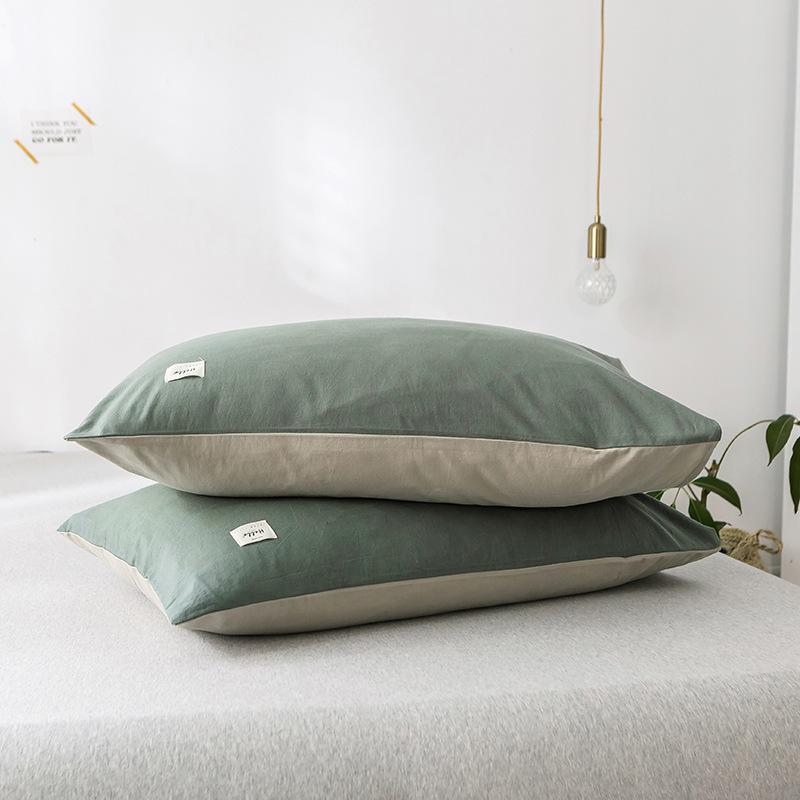 Vỏ gối nằm cotton tici Lidaco màu trơn vải dày thấm hút mồ hôi (1 chiếc)