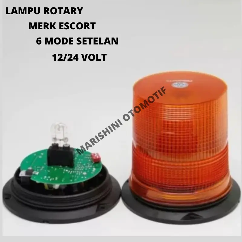 Lampu Rotary Xenon Escort 1X sampai 6X Mode Setelan Kedipan 12/24 volt Dus putih Car Kabel