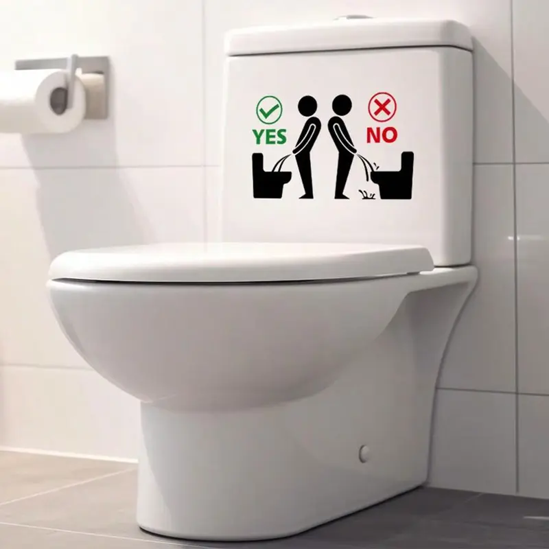 Cartoon Toilet Pattern Wall Sticker, 1 Count Self-adhesive Removable Waterproof Toilet Sticker, Decorative Wall Sticker for Home Bathroom 0
