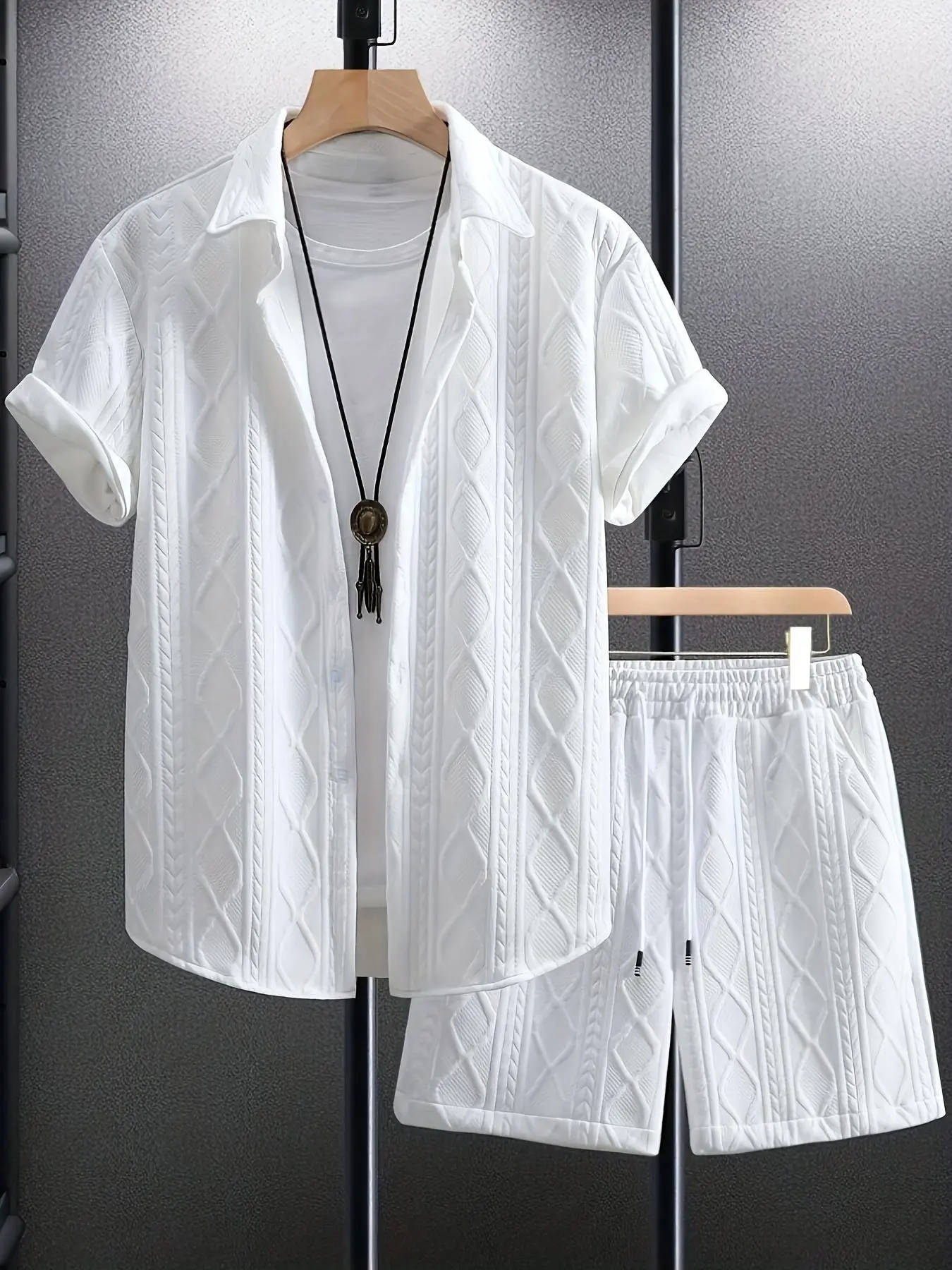 Men's Solid Color Short Sleeve Top & Shorts Two-piece Set, Casual Fashion Cozy Breathable Outfits for Daily Outdoor Wear, Men Clothes for Summer