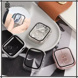 Temepred Glass Matte PC Case for Apple Watch Ultra 2 49mm Anti Gores IWatch Series 10 9 8 7 6 5 4 3 2 SE 2 3 40mm 41mm 44mm 45mm 42mm 38mm Hard Case Screen Protector Bumper Cover Accessories for Jam Tangan Smartwatch MAX 9 PRO DT No 1 HW22 W26 IWO T500 +