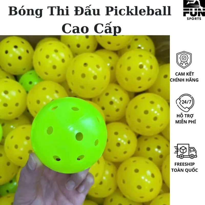 Bóng Pickleball Thi Đấu Tiêu Chuẩn Bóng Tập Luyện Ngoài Trời 40 Lỗ Độ Bền Cao Độ Ổn Định Fun Sports 2