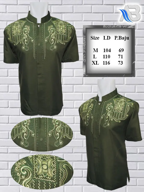 Baju Koko Pria Dewasa Terbaru Koko Lengan Pendek Baju Koko Bordir Koko Katun Mikro COD Katun Muslim 3