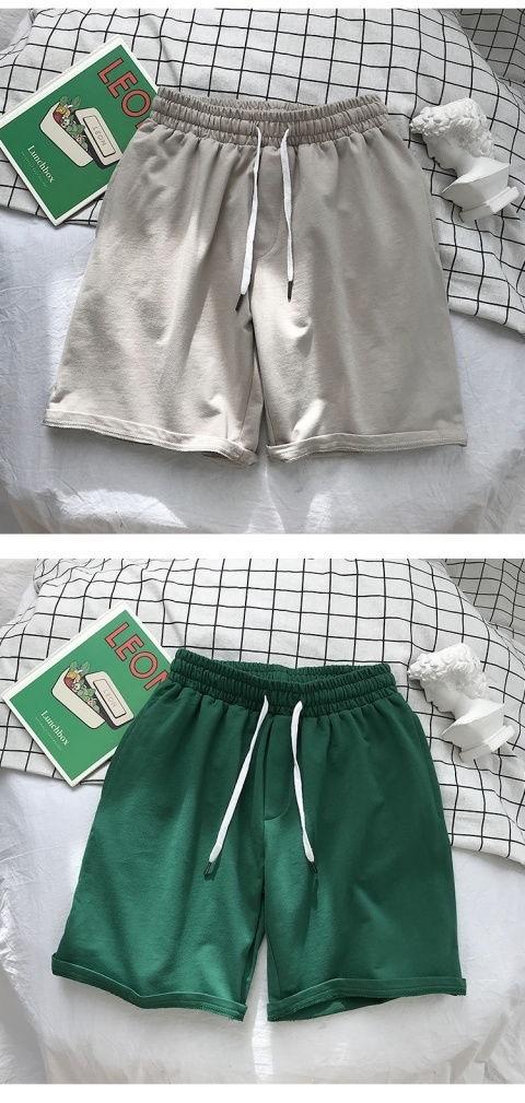 Product Introduction of Men's Sports Shorts Summer New Japanese Style Solid Color Simple Thin Loose Fit Five-Point Beach Shorts for Couples 13