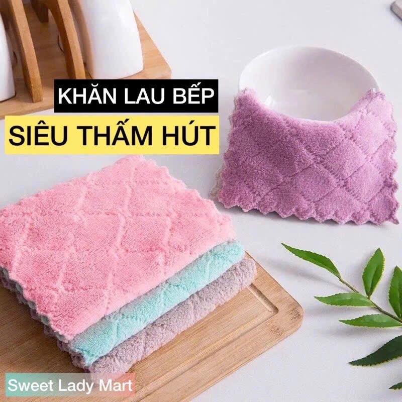Combo 50 Khăn Lau Đa Năng 2 Mặt Thấm Nước Lau Bàn Ghế ,Lau Bếp, Lau Kính,Hơi Ôto Size To 15cm - Khăn Lau 2 màu Làm Sạch