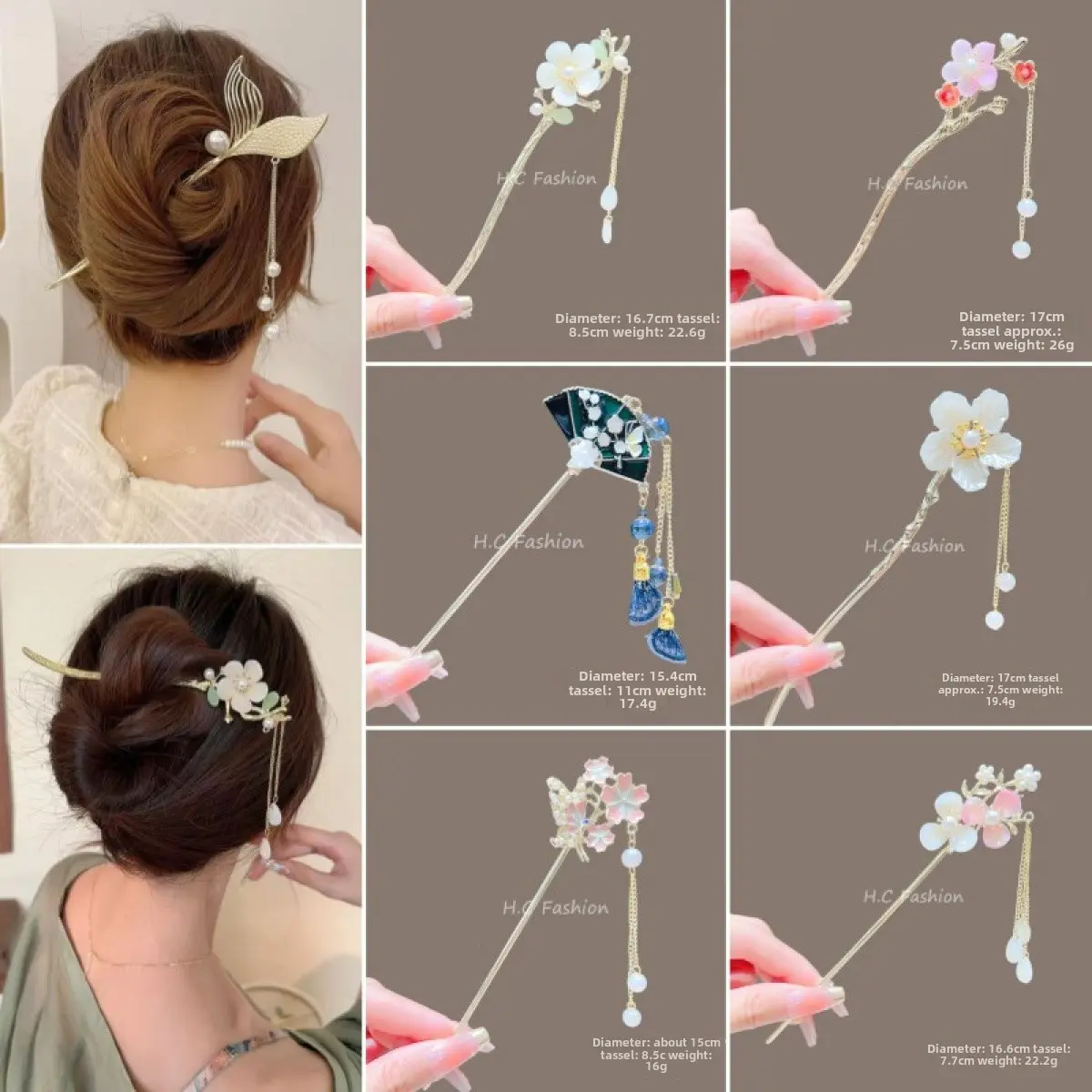 Ancient Style Temperament Magnolia Tassel Hairpin New Chinese Style Headdress Updo Step Shake Hair Clasp Cheongsam Hanfu Hair Clasp Hair Accessories