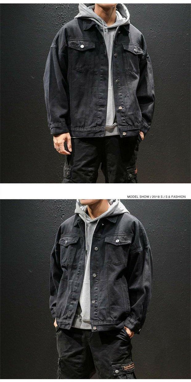 Product Introduction of Áo Khoác Denim, Trang Phục Bảo Hộ Lao Động Mùa Xuân, Dành Cho Nam Giới, Phong Cách Hàn Quốc, Hợp Xu hướng, Dáng Rộng Vừa Vặn, Thích Hợp Cho Mùa Xuân Và Mùa Thu, Ngoại Cỡ, Ins Hợp Xu hướng, Áo Mặc Trên 4
