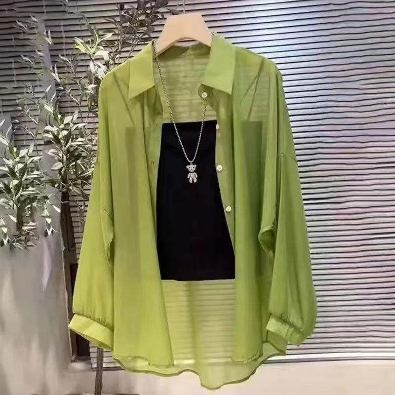 Product Introduction of Áo Sơ Mi Dài Trung Bình Thời Trang, Sợi Ngọc Trai, Dáng Rộng Rãi Và Dễ Phối Đồ Thích Hợp Cho Mùa Hè 2025 Hàng Mới Về, Áo Đi Bên Ngoài Mỏng, Quần Áo Chống Nắng, Dành Cho Nữ 16