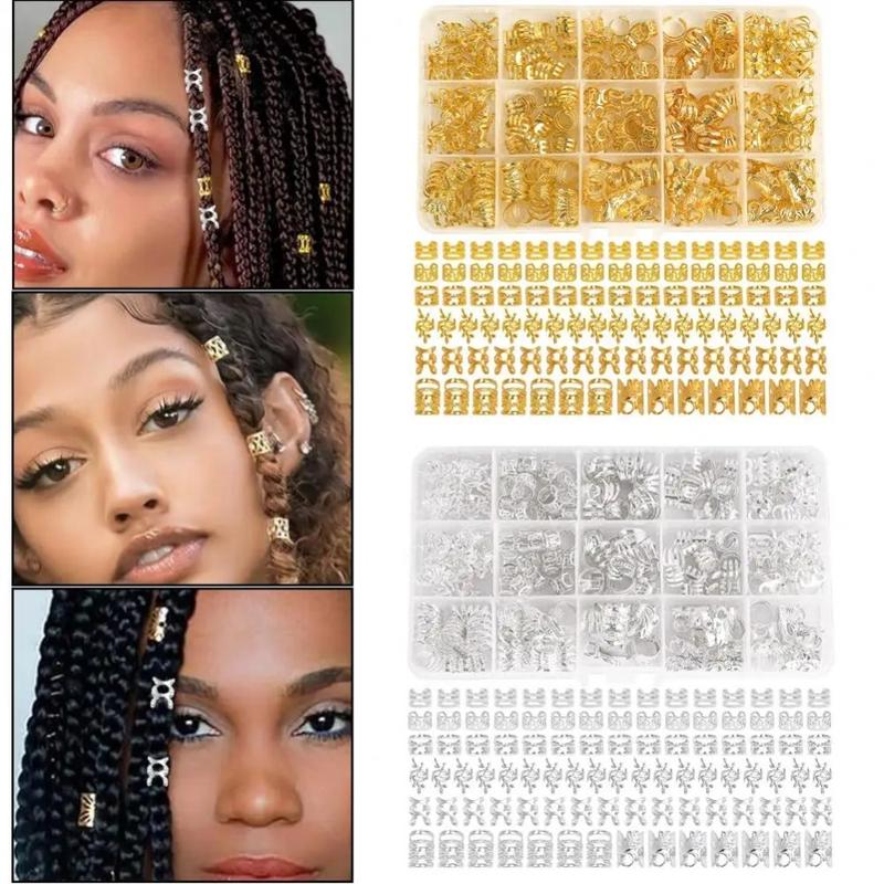 Product Introduction of Dashu 210pcs Hair Accessories Dread Locks Hollow Out Hair Ring Hair Braiding Metal Cuff Clips Dreadlocks Beads Charm Headwear Hair Braid Tubes Women 8