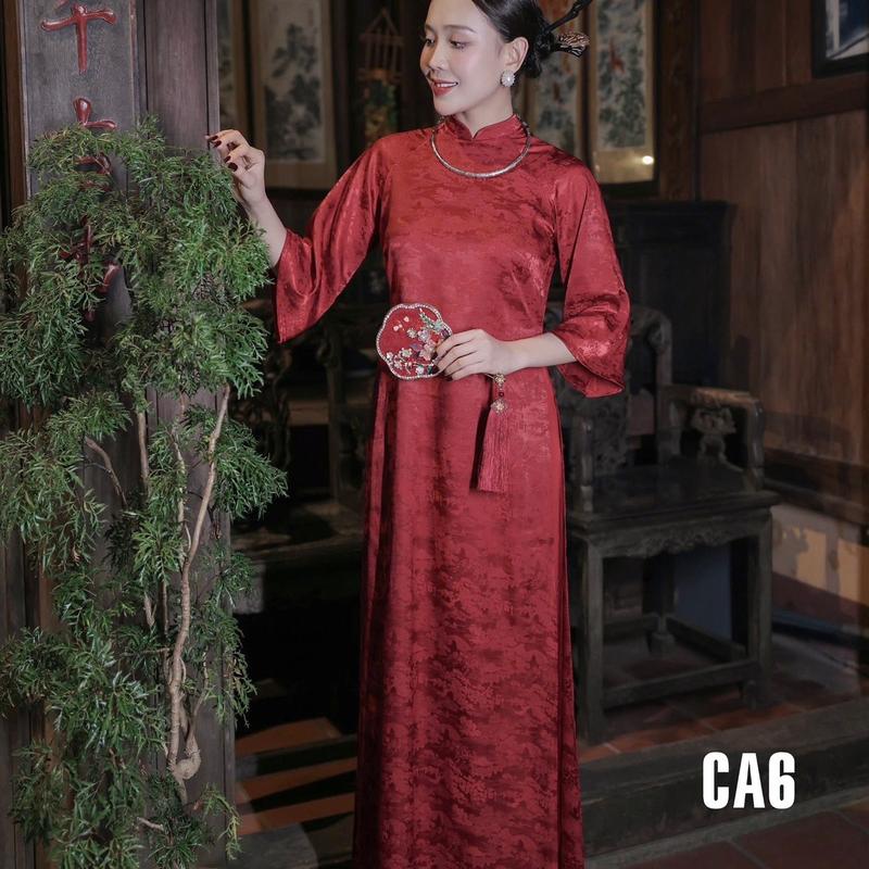 Bộ Áo Dài lụa gấm Châu Lâm Viên CA6 (cách tân dáng suông) 1