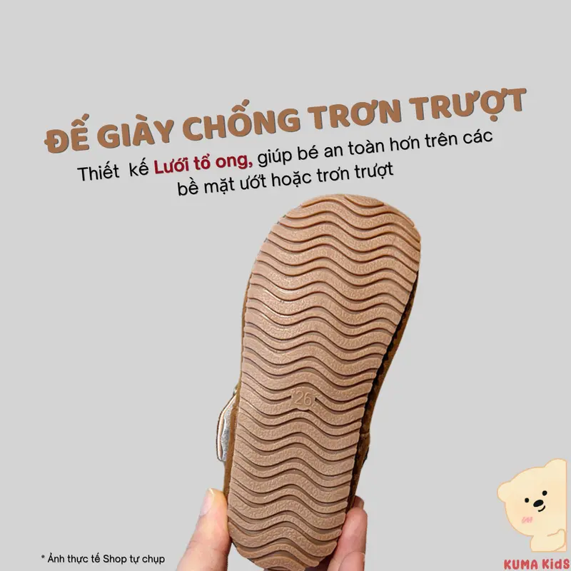 Giày thu xuân cho bé trai, bé gái 2024 Kuma Kids, Giày da lộn đế mềm cho bé 1-6 tuổi KBB05 [KHÔNG LÓT LÔNG] 4