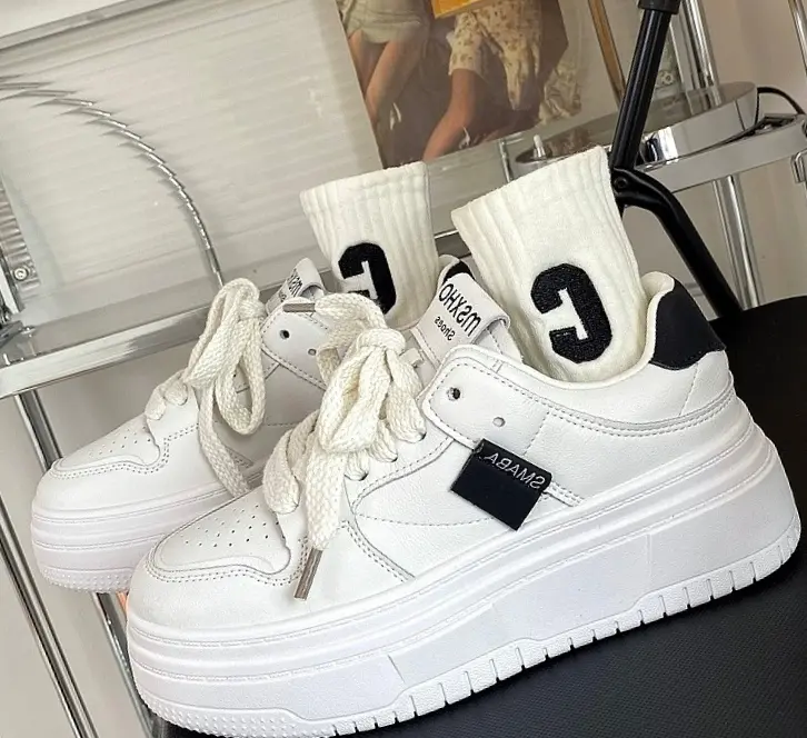 Giày Thể Thao Nữ Smaba (FULLBOX) - Đế 5cm: Phong Cách Học Sinh Độc Đáo - Shoes, Sneaker Caro dây giày đế thấp giày độn dép zhetao dep decao 4