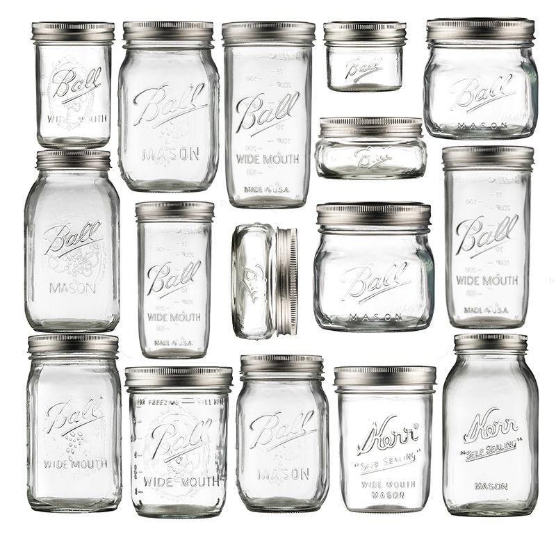 โหลแก้วmason jar Ball Mason American Mason Jar แก้ว Jar ปิดผนึกโปร่งใส Scale Jar Overnight Oatmeal C