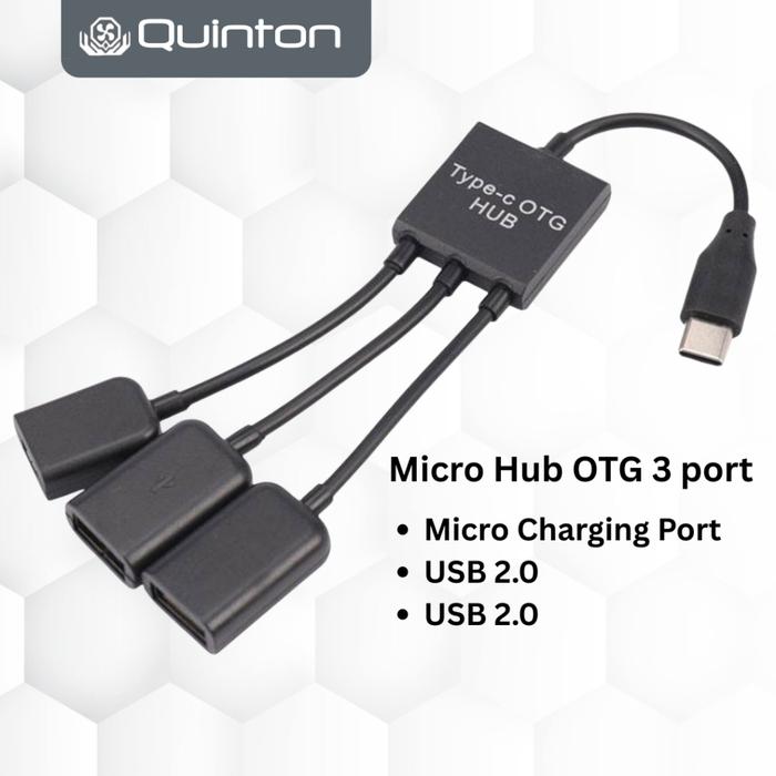 Promo Quinton OTG usb Micro Hub USB 3 In 1 Dengan 2 Port USB Female 2.0 ...