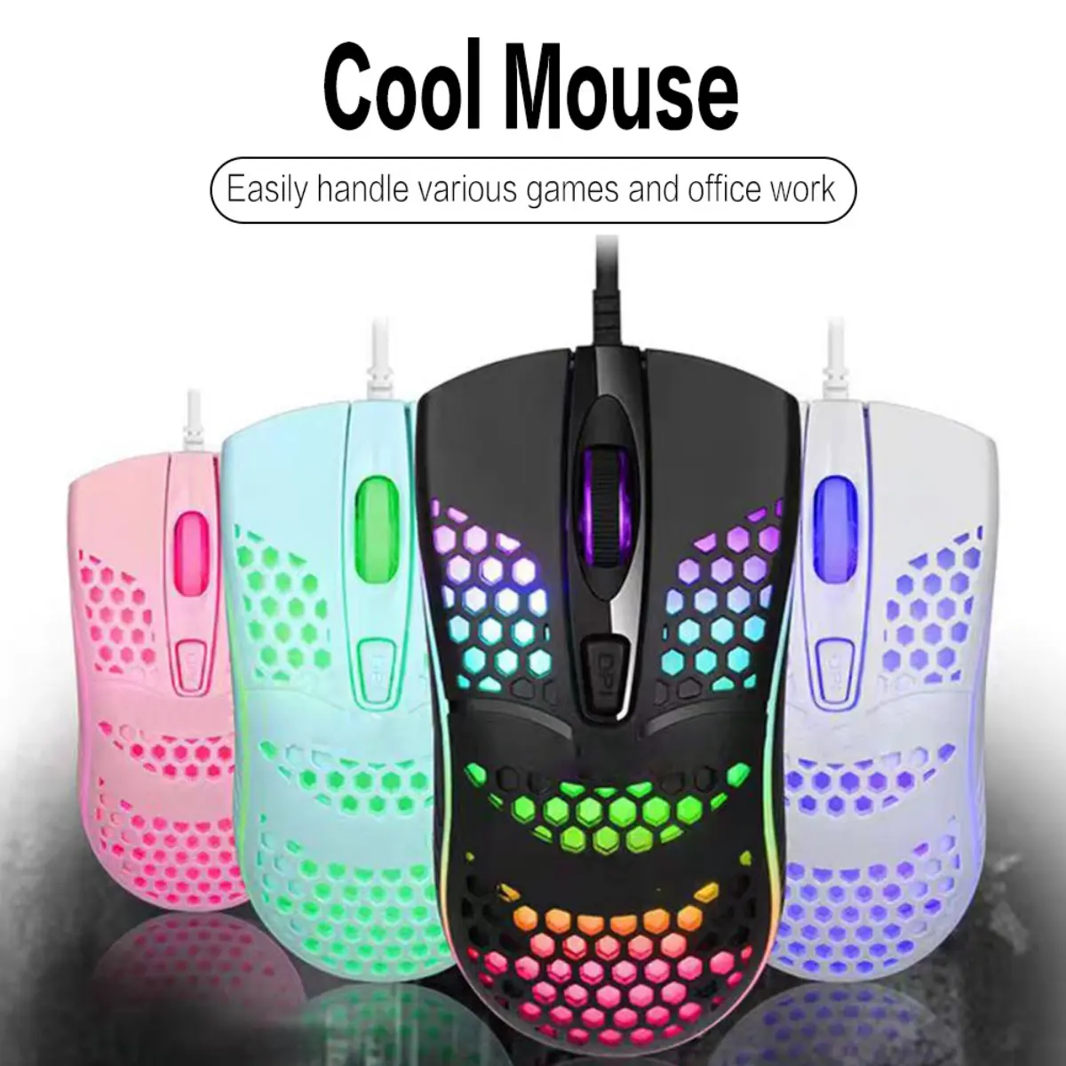 Light Mouse Shell Wired Mouse Gaming Mouse Lightweight Honeycomb Shell LED Lighting ...
