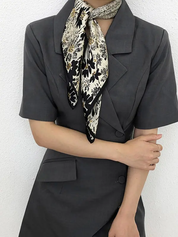 Women's Floral Print Silk Scarf, Fashionable Soft Breathable Scarf For All Seasons, Casual Versatile Scarf For Women Gifts 7
