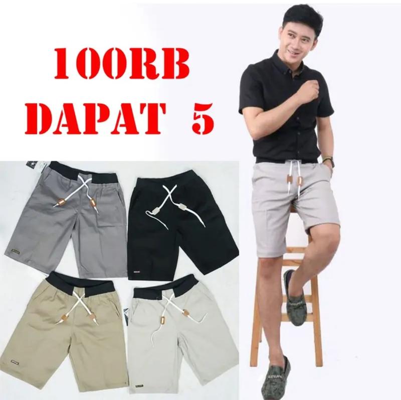 Product Introduction of Celana Chinos 100rb dapat 5pcs Chino Kain Distro Karet Katun Melar Nyaman Pendek Santai Twill Panjang Shorts casual regular 0