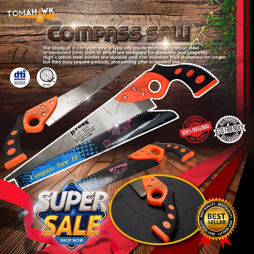 Tomahawk Compass Saw 16 Inch Rubber Handle - Heavy Duty Orange handsaw ...