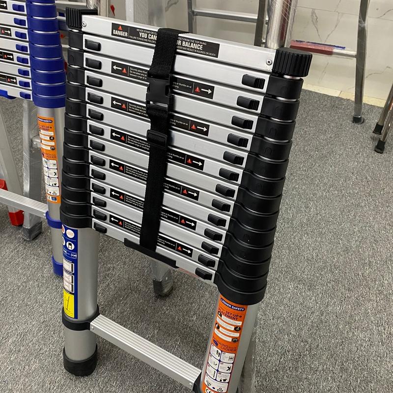 Thang Nhôm Rút Đơn đai đen 3,2m-7m (tặng kèm ốp cao su)