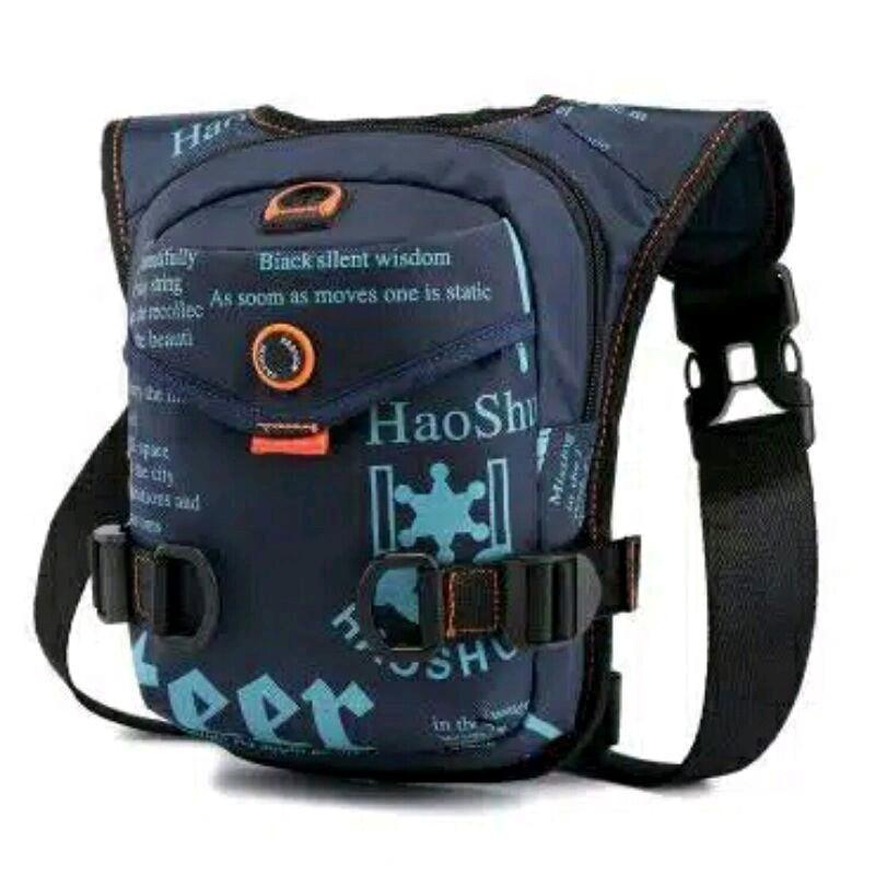 Tas Selempang Pria Sling bag Tas paha multifungsi Waistbag Hitam Pinggang 6