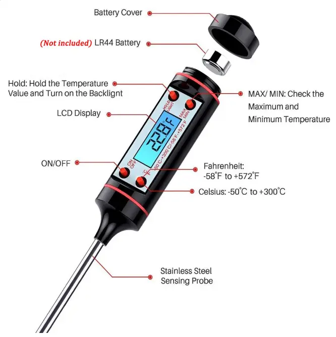 Nhiệt Kế Điện Tử Màn LCD Đo Nhiệt Độ Dầu Rán, Nước sôi 1