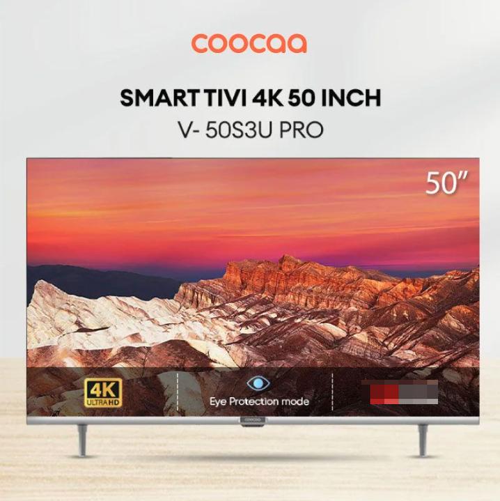 【SALE VALENTINE Coocaa Smart Tivi 50S3U PRO 50 Inch - Độ Phân Giải 4K - Truyền Hình Nét Cực Cao - Bảo Hành 2 Năm  - Kết Nối Wifi - DVB T2 Xem Truyền Hình KTS - Âm Thanh Dolby - Bảo Vệ Mắt - Xem Phim - Xem Bóng Đá - Lướt Web - Đọc Báo